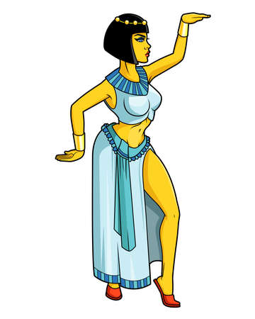 Cleopatra doing the typical pose of the hieroglyphsのイラスト素材