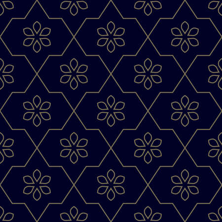 Geometric vector floral pattern. Seamless texture. Abstract background with outline flowers. Can be used for textile production, fabric, paper, web design.のイラスト素材