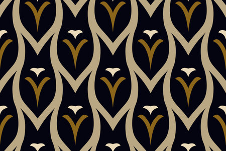 Seamless pattern with black and gold floral ornament. Vector illustration.のイラスト素材