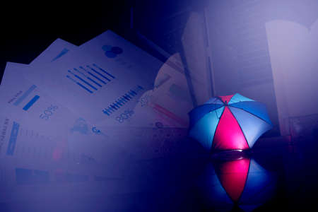 Corporate Business infograph checking sheet along with Laptopの写真素材