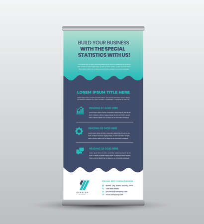 Corporate Business RollUp Banner Design | Stand Up Banner | Vertical Signage and Print Advertisement Designのイラスト素材