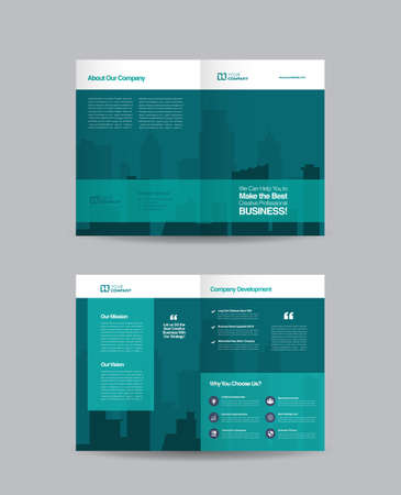Business Bi-Fold Brochure Design | Booklet Design | Marketing and Financial DocumentÂ のイラスト素材