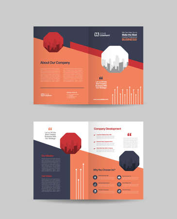 Business Bi-Fold Brochure Design | Booklet Design | Marketing and Financial DocumentÂ のイラスト素材