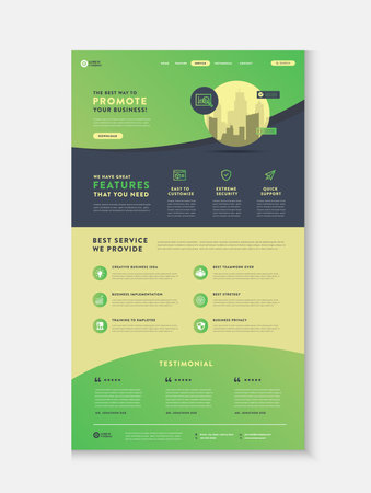 Business Website Landing Page or  App Landing Page  or Web User Interface Design or  Web Wire-frame Templateのイラスト素材