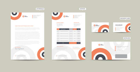 Corporate Business Branding Identity Design or Stationery Design  Letterhead  Business Card Invoice  Envelope  Startup Designのイラスト素材