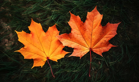 Autumn Season, maple leaf background on autumn or spring season, red and orange maple leaf falling down on an autumn season, Single maple leaf, Isolated autumn backgroundの素材