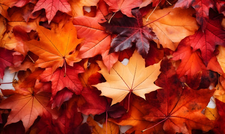 Autumn Season, maple leaf background on autumn or spring season, red and orange maple leaf falling down on an autumn season, Single maple leaf, Isolated autumn backgroundの素材