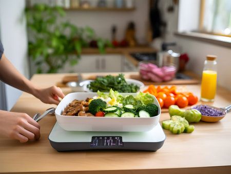 Ai generated diet plan and weight loss photo, proper nutrition, vegetables and fruits for diet plan and healthy lifestyle, weight loss pills and supplements, fitness routineの素材