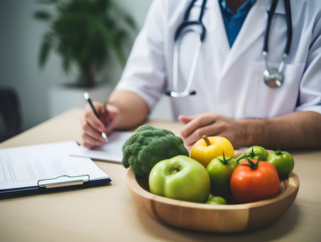 Ai generated diet plan and weight loss photo, proper nutrition, vegetables and fruits for diet plan and healthy lifestyle, weight loss pills and supplements, fitness routineの素材