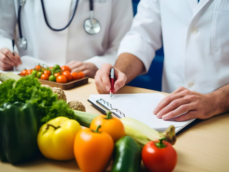 Ai generated diet plan and weight loss photo, proper nutrition, vegetables and fruits for diet plan and healthy lifestyle, weight loss pills and supplements, fitness routineの素材