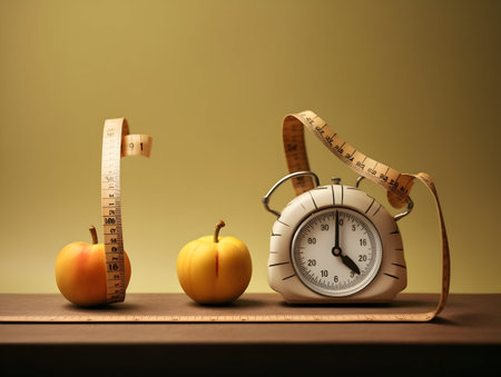 Ai generated diet plan and weight loss photo, proper nutrition, vegetables and fruits for diet plan and healthy lifestyle, weight loss pills and supplements, fitness routineの素材