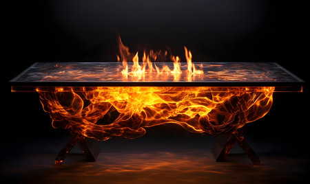 Ai generated texture of fire on a black background, fire flame, burning fire on a dark area, fire background, fire frame, fire flames backgroundの素材