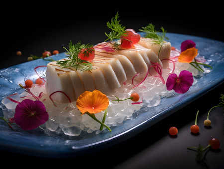 Seafood platterÂ and fish fillet, salmon fillet, tuna fillet, octopus and squid, crab, grilled sea food, sea food and fish fillet for diet and nutrition, ai generated photoの素材