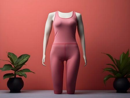 Woman fitness suit mockup, 3D woman fitness suit mockup presentation, female gym and sport suit mockup, ai generated photoの素材
