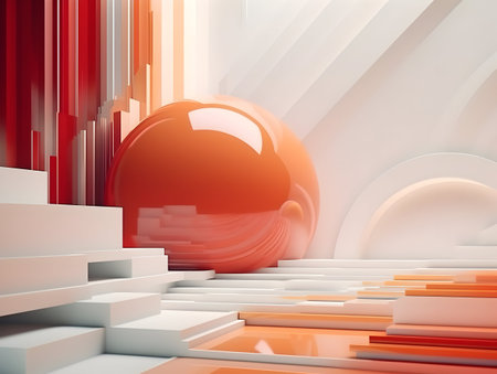 A Mesmerizing 3D Abstract Multicolor Visualization, colorful 3D abstract background design, Minimalistic pattern of simple shapes. Bright creative symmetric texture, ai generatedの素材