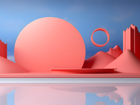 A Mesmerizing 3D Abstract Multicolor Visualization, colorful 3D abstract background design, Minimalistic pattern of simple shapes. Bright creative symmetric texture, ai generatedの素材