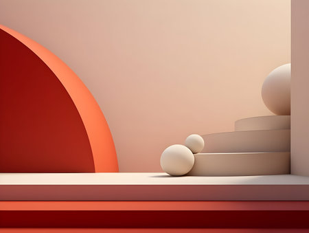 A Mesmerizing 3D Abstract Multicolor Visualization, colorful 3D abstract background design, Minimalistic pattern of simple shapes. Bright creative symmetric texture, ai generatedの素材