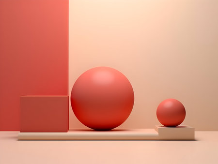 A Mesmerizing 3D Abstract Multicolor Visualization, colorful 3D abstract background design, Minimalistic pattern of simple shapes. Bright creative symmetric texture, ai generatedの素材