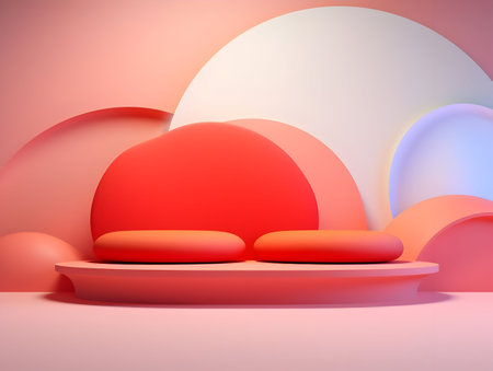 A Mesmerizing 3D Abstract Multicolor Visualization, colorful 3D abstract background design, Minimalistic pattern of simple shapes. Bright creative symmetric texture, ai generatedの素材