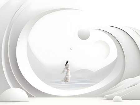 Abstract white and grey background, stripes background with geometric shape, white dotted background, white backgroundの素材