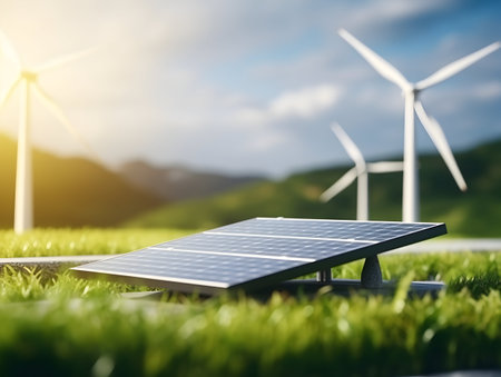 charging EV car electric vehicle clean energy for driving future, eco-friendly alternative energy concept, futuristic hybrid vehicle charge battery electric on station, ai generateの素材