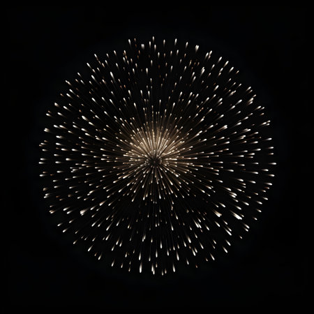 Fireworks on black background, Fireworks light up the sky, festive fireworks explode on black background, ai generated imageの素材