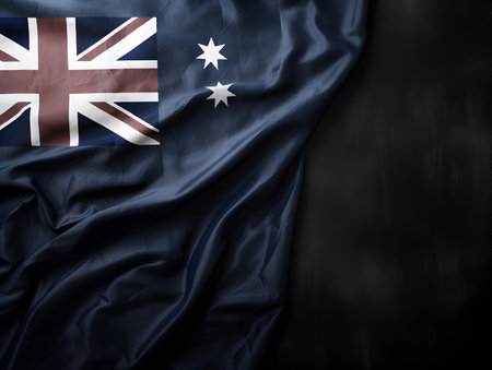 Australia national flag background,  Australian flag weaving made by silk cloth fabric, Australia background, ai generated imageの素材