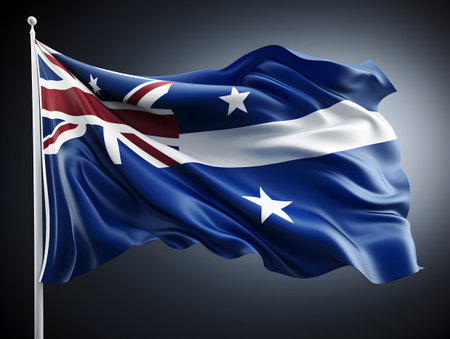 Australia national flag background,  Australian flag weaving made by silk cloth fabric, Australia background, ai generated imageの素材