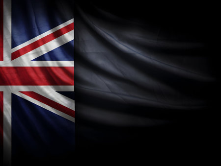United Kingdom national flag background, UK flag weaving made by silk cloth fabric, UK background, ai generated imageの素材