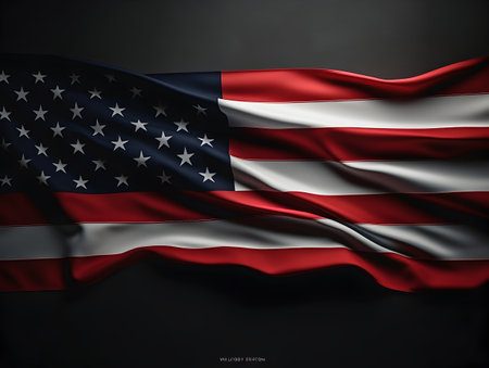 United state of america national flag background, USA flag weaving made by silk cloth fabric, USA background, ai generated imageの素材