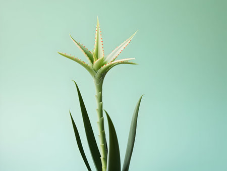 Aloe vera flower in studio background, single aloe vera flower, Beautiful flower, ai generated imageの素材