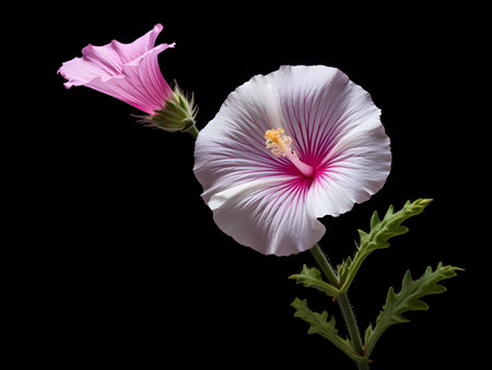 Burr mallow flower in studio background, single burr mallow flower, Beautiful flower, ai generated imageの素材