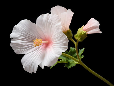 Burr mallow flower in studio background, single burr mallow flower, Beautiful flower, ai generated imageの素材
