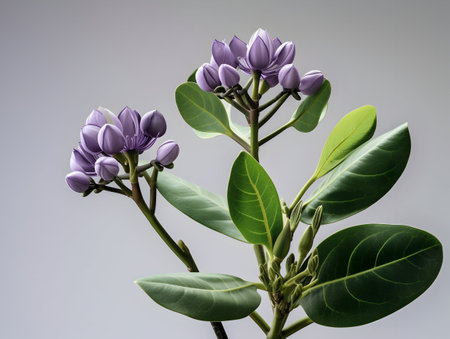 Calotropis gigantea flower in studio background, single Calotropis gigantea flower, Beautiful flower, ai generated imageの素材