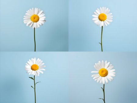 Chamomile flower in studio background, single Chamomile flower, Beautiful flower, ai generated imageの素材
