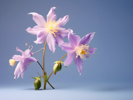 Columbine flower in studio background, single Columbine flower, Beautiful flower, ai generated imageの素材