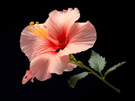 Hibiscus Rosa flower in studio background, single Hibiscus Rosa flower, Beautiful flower imagesの素材