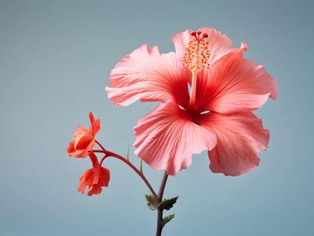 Hibiscus Rosa flower in studio background, single Hibiscus Rosa flower, Beautiful flower imagesの素材