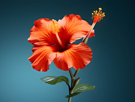 Hibiscus Rosa flower in studio background, single Hibiscus Rosa flower, Beautiful flower imagesの素材