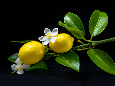 lemon flower in studio background, single lemon flower, Beautiful flower imagesの素材