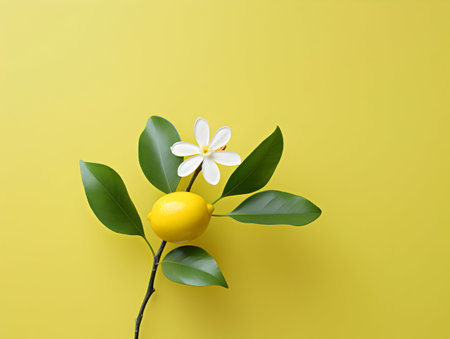lemon flower in studio background, single lemon flower, Beautiful flower imagesの素材