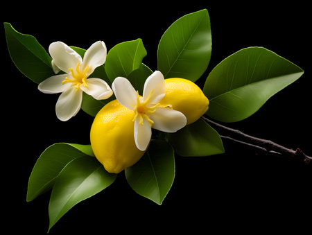 lemon flower in studio background, single lemon flower, Beautiful flower imagesの素材