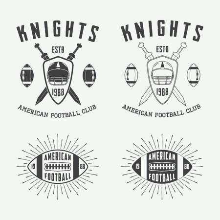 Set of vintage rugby and american football labels, emblems and logo. Vector illustrationのイラスト素材