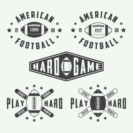 Set of vintage rugby and american football labels, emblems and logo. Vector illustrationのイラスト素材