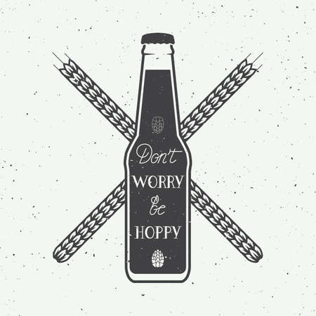 Vector vintage beer logo with hand lettering fun motivation quoteのイラスト素材