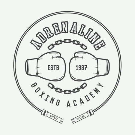 Boxing and martial arts logo, badge or label in vintage style. Vector illustrationのイラスト素材