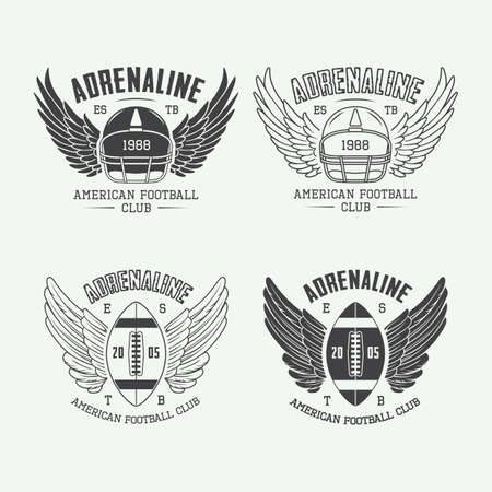 Set of vintage rugby and american football labels, emblems and logo. Vector illustrationのイラスト素材