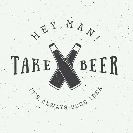 Vector vintage beer logo with slogan and fun motivationのイラスト素材