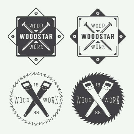 Set of vintage carpentry labelsのイラスト素材