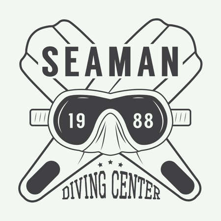 Diving label in vintage style illustrationのイラスト素材